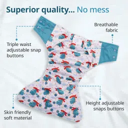 LuvLap Reusable Baby Cloth Diapers Combo Pack of 3, Blue & Pink, Blue Ships, Blue Stars, Double Leak Guard, High Absorption, Stain-Proof Comfort & Protection, 3m+ image 3