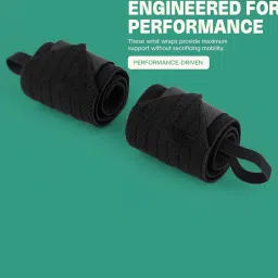 Wrist Supporter for Gym Wrist Band for Men Gym & Women with Thumb Loop Straps Accessories for Men Hand Grip & Support Straps for Weightlifting Nylon (Black, One Size) image 5