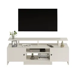Kashvi Engineered Wood Tv Unit for Living Room Floor Standing Tv Cabinet with Storage Shelf Tv Panel Set Top Box Stand Rack, for Upto 55 inch (White) image 4