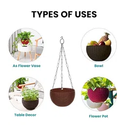 Go Hooked Plastic Hanging Pot, Multicolour, Pot Diameter -7.1 Inch, Pot Height -4.8 Inch, Pot Thickness -3 mm, Chain Length -13 inch approx., 5 Pieces image 2