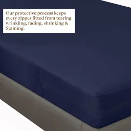 Waterproof Mattress Cover Six Sided Zipper Closure King Size (72x72 Inches / 6x6 feet)_10 Inch Drop, Navy Blue Color - Bed Cover with Zippered Chain King Size Waterproof Mattress Protector image 5
