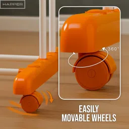 Happer Premium Clothes Stand for Drying with Wheels | Portable | 3 Layer Rack for Balcony | Foldable Wings | 24 Hanger Rods | Anti Rust Steel Metal (Orange | Prince Jumbo) image 5