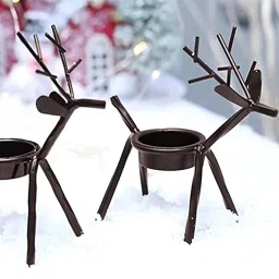 The Purple Tree Cast Iron Christmas Reindeer Tealight Holder, Pack of 2 image 4
