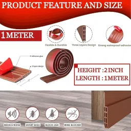 ABE Door Seal Door Draught Excluder, 2" Width x 39" Length Door Weather Stripping, Rubber Door Draft Sweep Stopper for Soundproof and Keep Warm (Brown) image 2