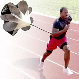 Fitfix® Nylon Fabric 40" Resistance Training Speed Running Chute for Fitness Training Football Soccer Tennis Basketball (Black) image 2