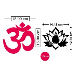 Wall1ders - Om with 10 Lotus 20 Dots Golden - Acrylic Mirror Wall sticker's for Home & Office image 1