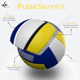 PULSEIT PulseServeX Volleyball, Size 5, 18 Panels, Rubber Machine Stitched, Smooth Matt Surface, Latex Bladder, Standard Training Ball for Outdoor Surfaces, Ideal for Training Sessions (BYW) image 3