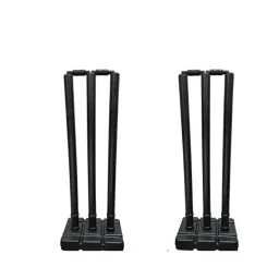KP Sports Combo Cricket Stumps Set – 6 Heavy Plastic Stumps + 4 Bails | 2 Full Size Black Stump Sets | Match Practice Gully Cricket Kit image 2