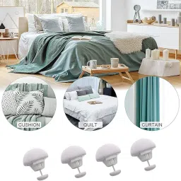 SHFTI Quilt Fixing Clips, Duvet Cover Clips,Mushroom Round Fixing Clips with Buttons,Bedroom Duvet Fixing Holder Quilt Cover Pins (Grey, Pack of 4) image 4