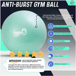 B fit Anti Burst Heavy Commercial Gym/Exercise Ball (Teal, 95 Cm) image 2