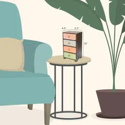 Colourful Wood Chest of 4 Drawers | Handmade| Solid Wood Free Standing Chest of Drawers (Finish Color - Brown, Pre-Assembled) (4 Drawers) image 5