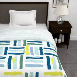 Story@Home Comforter Single Bed | Microfiber Blanket | 150x 225CM, 180GSM Ac Comforter Single Bed | Cooling Blankets for Summer White & Grey Abstract Reversible Quilt Dohar | Ideal for Gifting image 4