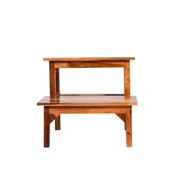Solid Sheesham Wood Stool for Kitchen | Wooden 2 Step Stool | Foot Rest Stool for Living Room | Rosewood Stepping Footstool/Foot Stool | | Multipurpos Two-Step Stool for Home | Teak Finish image 5