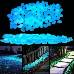 Anknhib Radium Glossy Stone Decorative Aquarium and Vase Fillers Pebbles for Garden Home in Dark Glowing Stepping Glows The Night Rocks Set Decoration (Pack of 100pcs) image 2