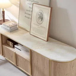 Heera Moti Huns TV Unit/TV Stand & Entertainment Unit (Rubberwood, Small) image 4