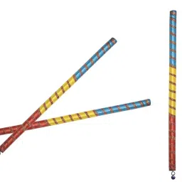 Colorful Dandiya Sticks for Navratri Garba Dance – Traditional Wooden Sticks with Decorative Wrapping – Pair of 6 (Red, Yellow & Green) image 1