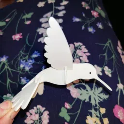 3D CUBES Hummingbird kit card,Decorative Hummingbird Wall Art, Blue, Metal Garden Decor, Flying Bird Design,Multicolor image 4