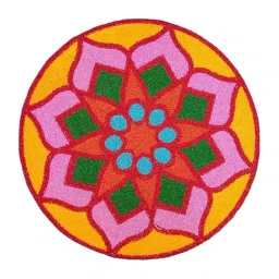 Yasamazing 21. Rangoli Design Microfiber Rug – Water Absorbent, Quick Dry, Washable Mat for Home & Temple Use (18 x 18 Inch) (Multidesign) image 3