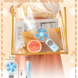 CostarMatter AirQ Mini Portable Fan - Powerful Brushless Motor Handheld Fan with Creative Light, 3-Speeds, Lightweight, USB Rechargeable Fan for Women, Child Use in Indoor and Outdoor (Blue) image 5