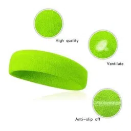 CASHWIN Cotton Sports Headband for Men and Woman for Cricket Tennis and All Other Sports (Green, Pack of 2) image 1