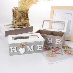 HEAVENGLOW Reusable Tea Storage Chests Tea Box Organiser for Cabinet Countertop 2 Grids image 2