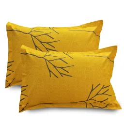 Huesland by Ahmedabad Cotton 144 TC Cotton Bedsheet for Double Bed with 2 Pillow Covers - Grey and Yellow image 2
