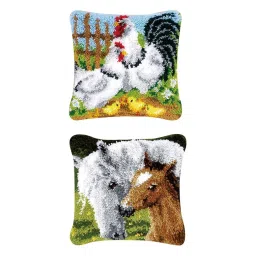 CLUB BOLLYWOOD The Style Sutra 2 Set Pillows Latch Hook Kits Material Package for Beginners - Animal Family|Crafts | Needlecrafts & Yarn | Rug Making | Latch Hooking image 3