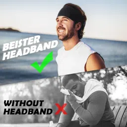 PAROPKAR Non Slip Elastic Headband Sweat Band Hairband Headwrap Headwear Athletic Thick Non Slip Yoga Use for Running Cycling Basketball Running Gym Yoga Workout for Men Women (Black) image 4