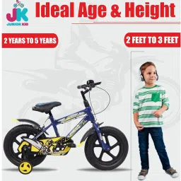 BMX 14 Inch Kids Cycle with Side Wheels Ideal for 2 to 5 Years Boys and Girls Bicycle for Children image 1