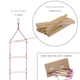 BOFFLE Rope Climbing Ladder Indoor/Outdoor for Kids - Ninja Ladder, Kid Ladder for 4 to 10 Years (Pink) image 3