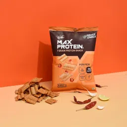RiteBite Max Protein Chips Peri Peri | With 20g Protein, 8g Fiber, Low Gi, Gluten Free, Made with Sorghum, Quinoa, Oats, Ragi | No Preservatives, 100% Vegetarian, 60g image 2
