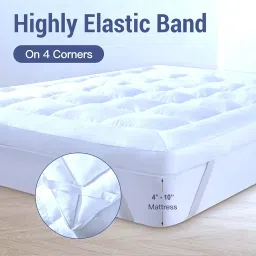 AJISH Super Soft Mattress Topper Single Bed 78X36 | Single Bed Topper Padding 2" inch | 1200 GSM Microfiber Top Surface Back & Neck Pain Relief | Comfort Sleep All Night (Dark Blue, 3 X 6.5 Feet) image 3