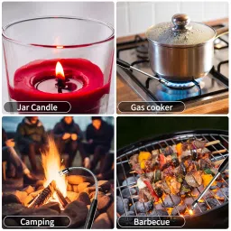 2-Pack Rechargeable Electric Candle Lighters, Flameless Windproof Long Lighter with 360° Flexible Neck and LED Display for Candles, Camping, BBQ & Fireplace (Black) image 3