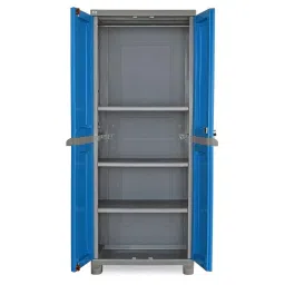 Nilkamal Freedom Big (FB1) Compact Plastic Cabinet for Storage, 3-Year Warranty|Space & Clothes Organizer|Shelves |Cupboard | Almari|Wardrobe| Living Room|Adult & Kids Kitchen & Office Blue & Grey image 4