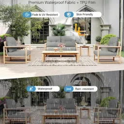 YEFU Outdoor Loveseat Cushion Set, 48 x 24, Waterproof Replacement Patio Chair Cushions, Fade Resistant Deep Seat and Backrest Cushion Set for Patio Couch, Bench, and Swing,Light Gray image 2