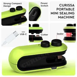 Portable Mini Sealing Machine, Handheld Packet Sealer for Food, Snacks, Kitchen Accessory for Home, Plastic Bags Sealing Machine, 1 YEAR Warranty (Dark Green) image 1