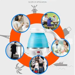 MEEDRO Travel Folding Electric Kettle, Fast Boiling, Portable Electric Kettle, 600ml Boil Dry Protection, 100-240V Food Grade Silicone Foldable Kettle image 5