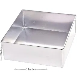 Aluminium Square Cake Mould Cake Pan Cake Tin Tray 6 Inches for Baking Half 1/2 kg 500 Grams in OTG Microwave Pressure Cooker image 1