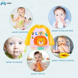 FunBlast Feeding Baby Bib with Sleeves – Food Catcher Pocket with Adjustable Along Bib for 6 to 24 Months Baby (Color and Print May Vary) image 5