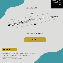 TYB - TRAIN YOUR BODY Steel Home Gym Set with 5Ft Straight (28mm), 3Ft Curl (28mm), Dumbbell Rods, Home Gym Equipment, Steel Weight Plates Combo (10kg Set (2.5X4)) image 1