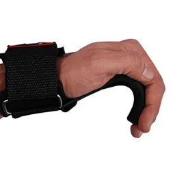 Kobo Power Weight Lifting Training Gym Straps Hook Bar with Padded Wrist Support (Black) image 1