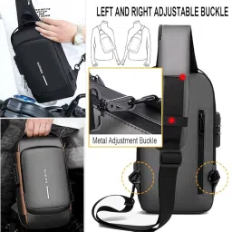 Carpediem Travel Sling Bag, Crossbody Bag with Water Bottle Pocket Mobile Phone Compartment, Shoulder Bag with Handle Chest Bag with USB Charge Port image 5