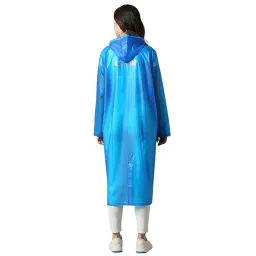 zeel Rain Coat for Women Waterproof Polyester Rainwear with Adjustable Drawstring and Pocket, Lightweight Hooded Long Rain Coat Jacket for Ladies, AZ08 Blue XL image 1