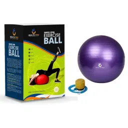HEALTHTREK Swiss Ball 55 CM with Foot Pump Anti Burst Stability Ball for Home Gym Workout (55 CM, Purple) image 2