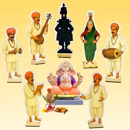 Digi Arts Vithal & Varkari Standees Set | Pack of 7 Decorative Cutouts (6 Varkari + 1 Vithal) | Festival & Ganesh Decoration | MDF with Glossy vinyle Print | 7 Inch (17.8 cm) Height B image 5
