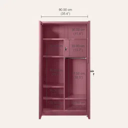 GODREJ INTERIO Almirah Luminex 2 Door Steel Almirah, Cupboard for Clothes (Textured Dusty Rose), 1 Year Warranty, 1 Locker, 5 Shelves image 2