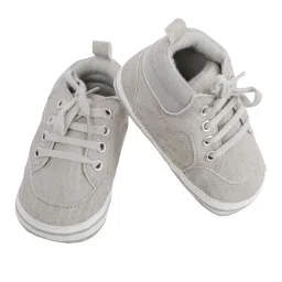 babymoo Baby Moo Textured Comfortable & Breathable Baby Unisex Booties | Cozy Fleece Infant All Seasons Footwear Grey Lace Up Sneakers 6-12M image 2