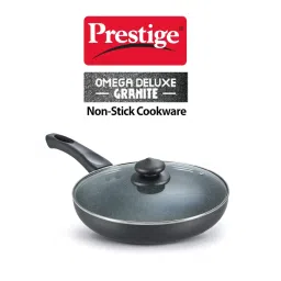 Prestige Omega Deluxe 24cm Granite Fry Pan with Glass lid|Gas & Induction Compatible | 5 Layers Non-Stick Cookware | Dishwasher Compatible image 4