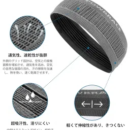 Powbrace Headband, Headband, Sports, Men's, Women's, Enhanced Version, Elastic, Sweat Absorbent, Quick Drying, High Elasticity, Breathable, For Running, Yoga, Gym, Muscle Training, Athletic, Thin, For Face Washing, Unisex, Gray image 2