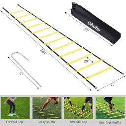 Agility Ladder, 6M Ohuhu Rung Agility Ladder with Black Carry Case Ideal for Speed Training Football Game Training Workout Men image 2